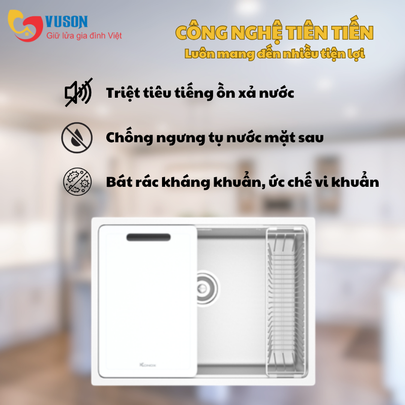 Chậu rửa bát phong cách Nhật bề mặt mịn Konox TARI 6448SM