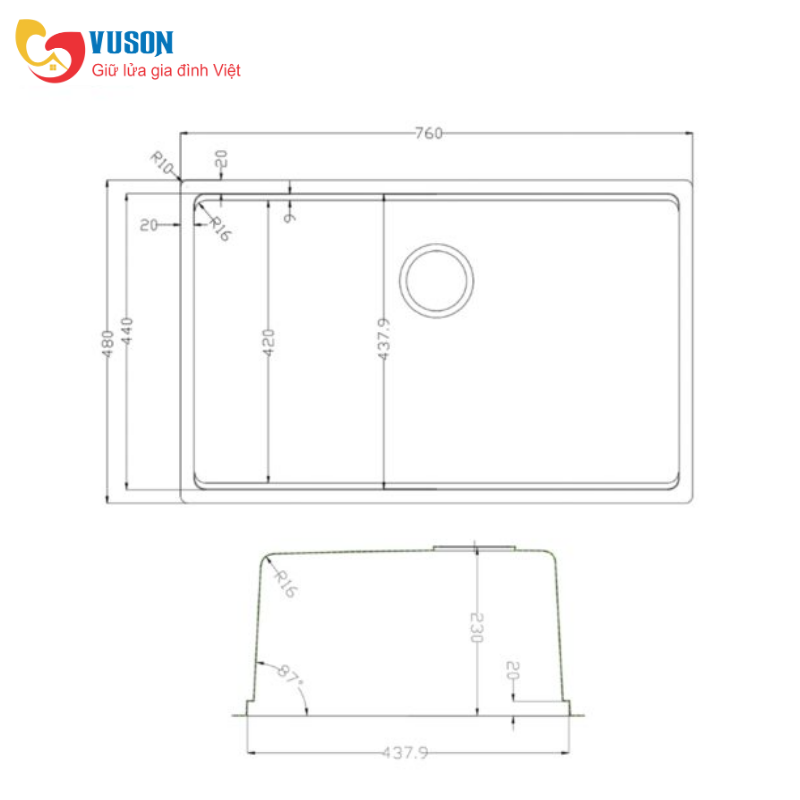 Chậu rửa bát phong cách Nhật bề mặt mịn Konox TARI 7648SM