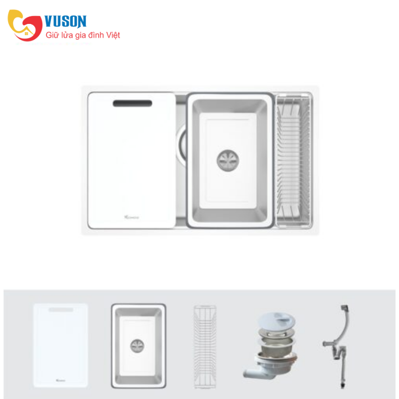 Chậu rửa bát phong cách Nhật bề mặt mịn Konox TARI 7648SM