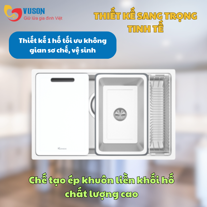 Chậu rửa bát phong cách Nhật bề mặt mịn Konox TARI 7648SM