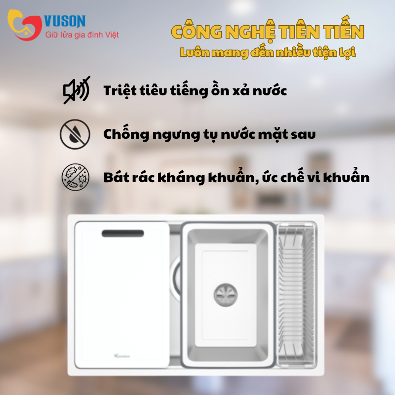 Chậu rửa bát phong cách Nhật bề mặt mịn Konox TARI 7648SM