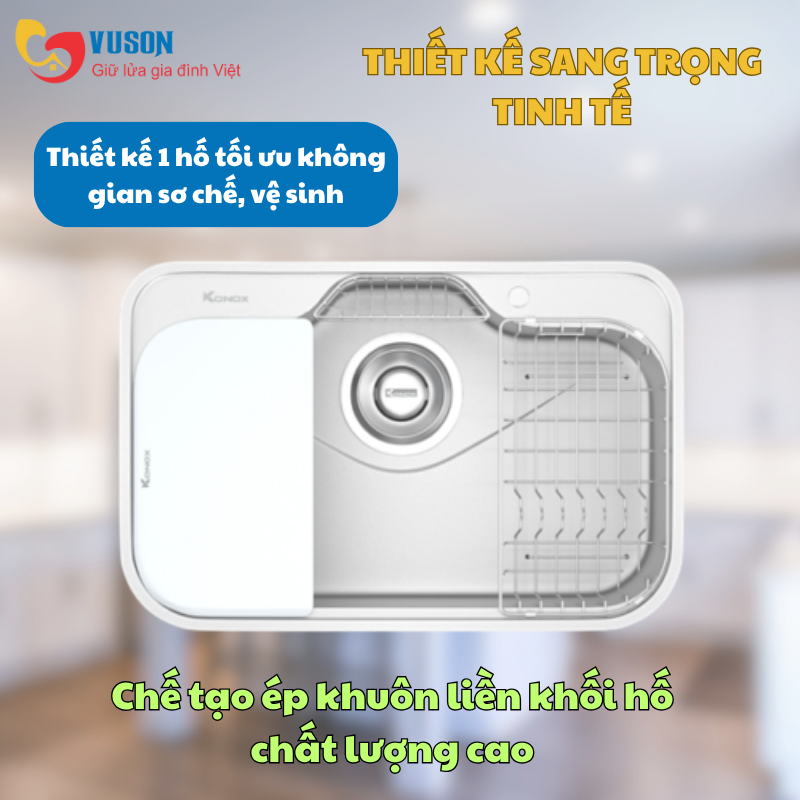 Chậu rửa bát phong cách Nhật bề mặt mịn Konox TARI 7851SM