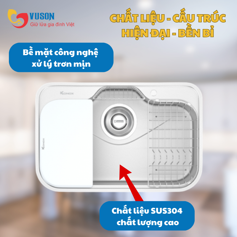 Chậu rửa bát phong cách Nhật bề mặt mịn Konox TARI 7851SM