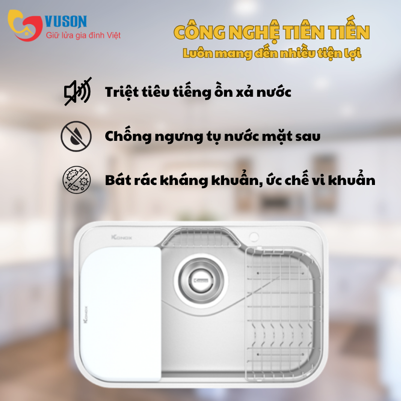 Chậu rửa bát phong cách Nhật bề mặt mịn Konox TARI 7851SM