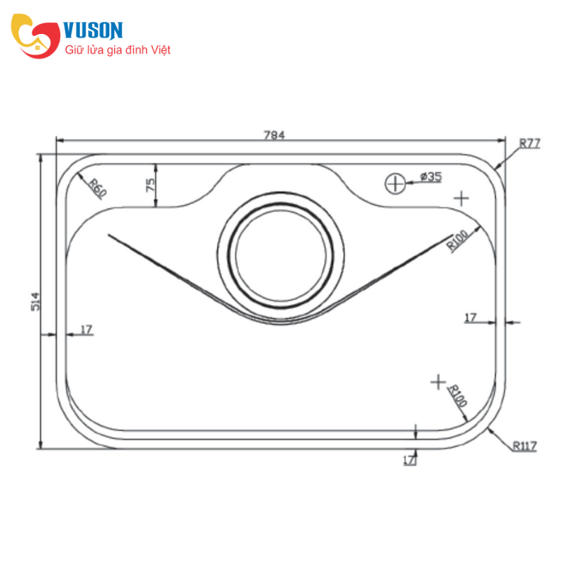 Chậu rửa bát phong cách Nhật bề mặt mịn Konox TARI 7851SM