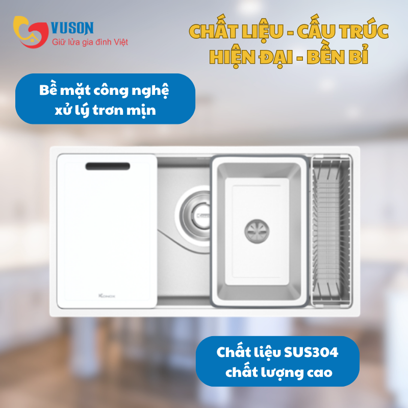 Chậu rửa bát phong cách Nhật bề mặt mịn Konox TARI 8748SM