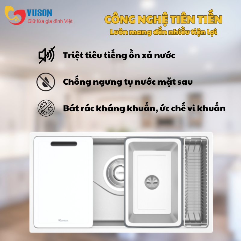 Chậu rửa bát phong cách Nhật bề mặt mịn Konox TARI 8748SM