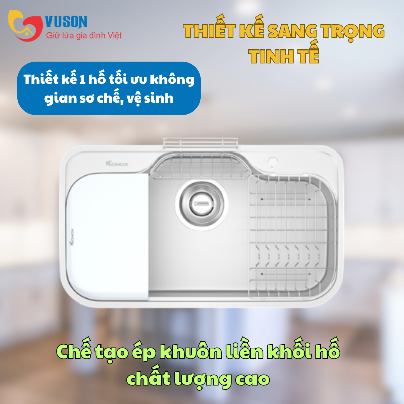 Chậu rửa bát phong cách Nhật bề mặt mịn Konox TARI 9051SM