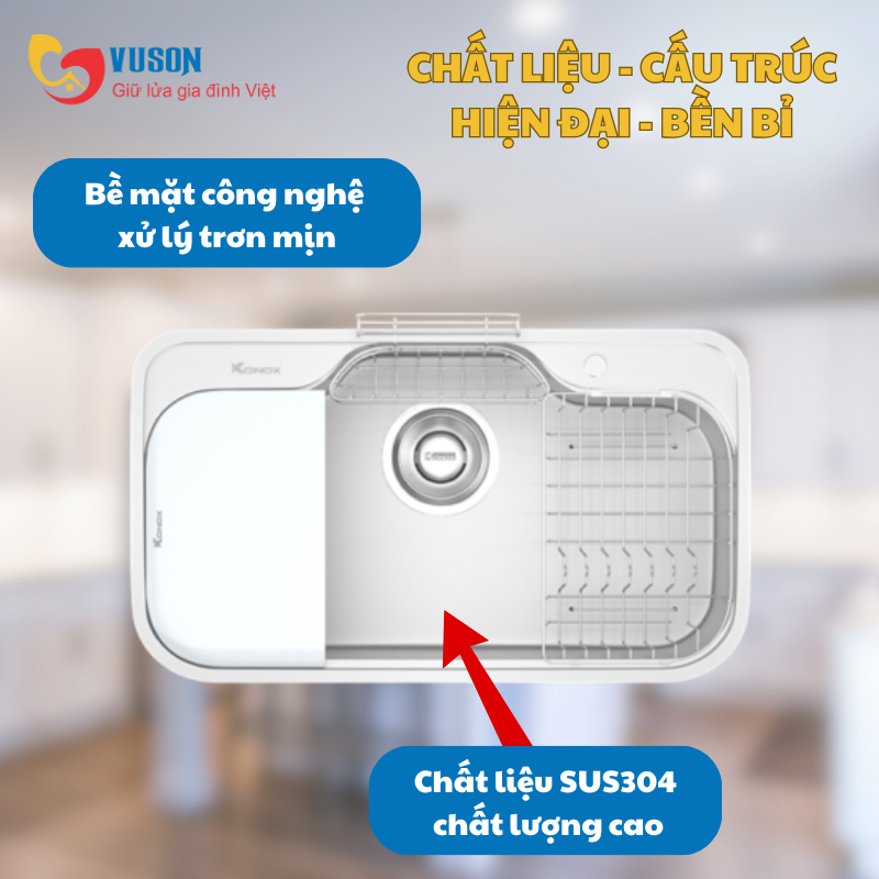 Chậu rửa bát phong cách Nhật bề mặt mịn Konox TARI 9051SM