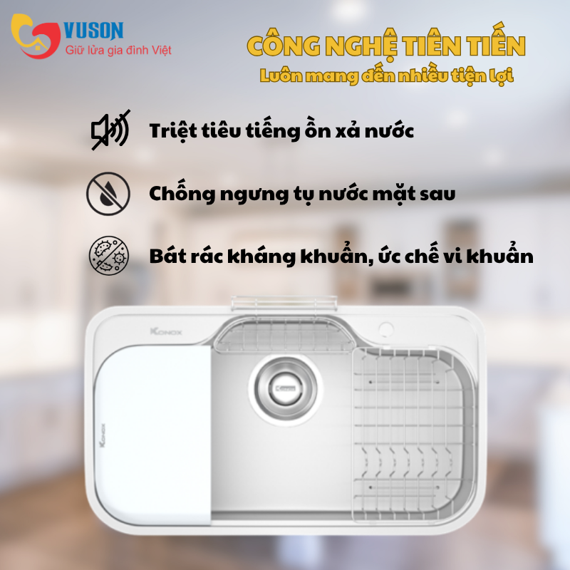 Chậu rửa bát phong cách Nhật bề mặt mịn Konox TARI 9051SM