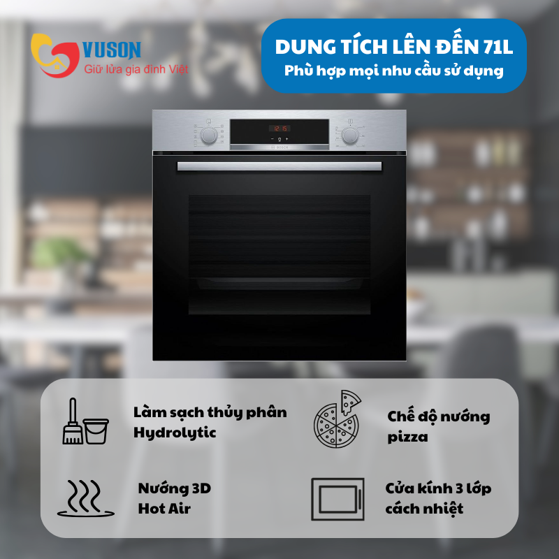 Lò nướng âm tủ Bosch HBA514BS3 71L