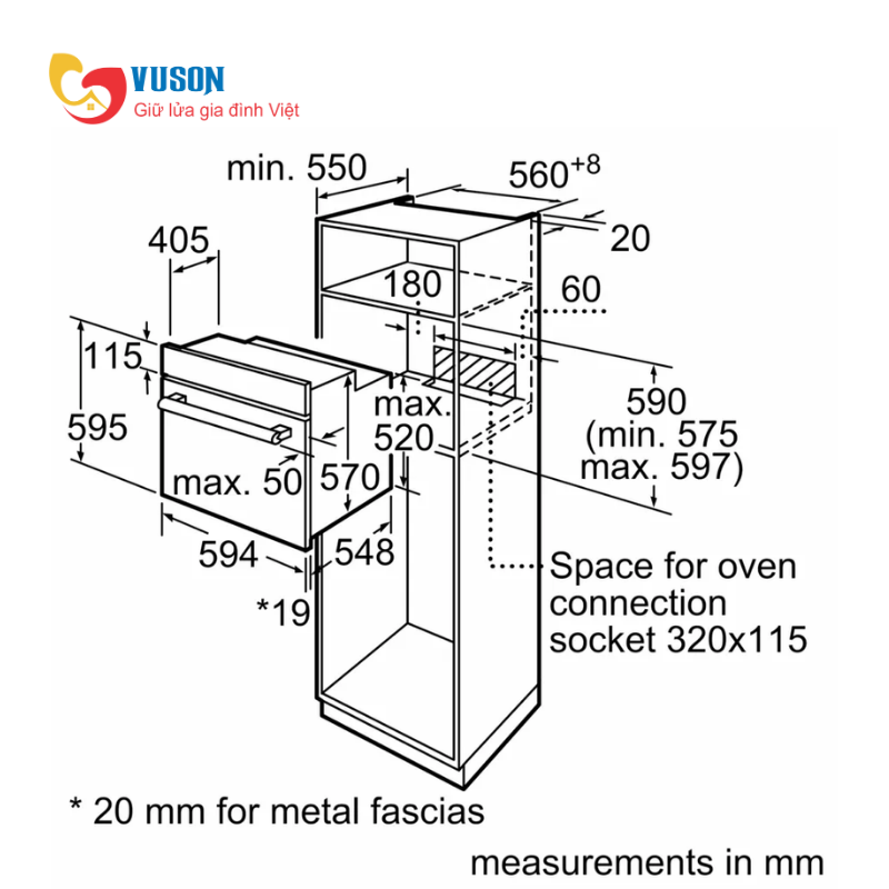 Lò nướng âm tủ Bosch HBF512BB1T 66L