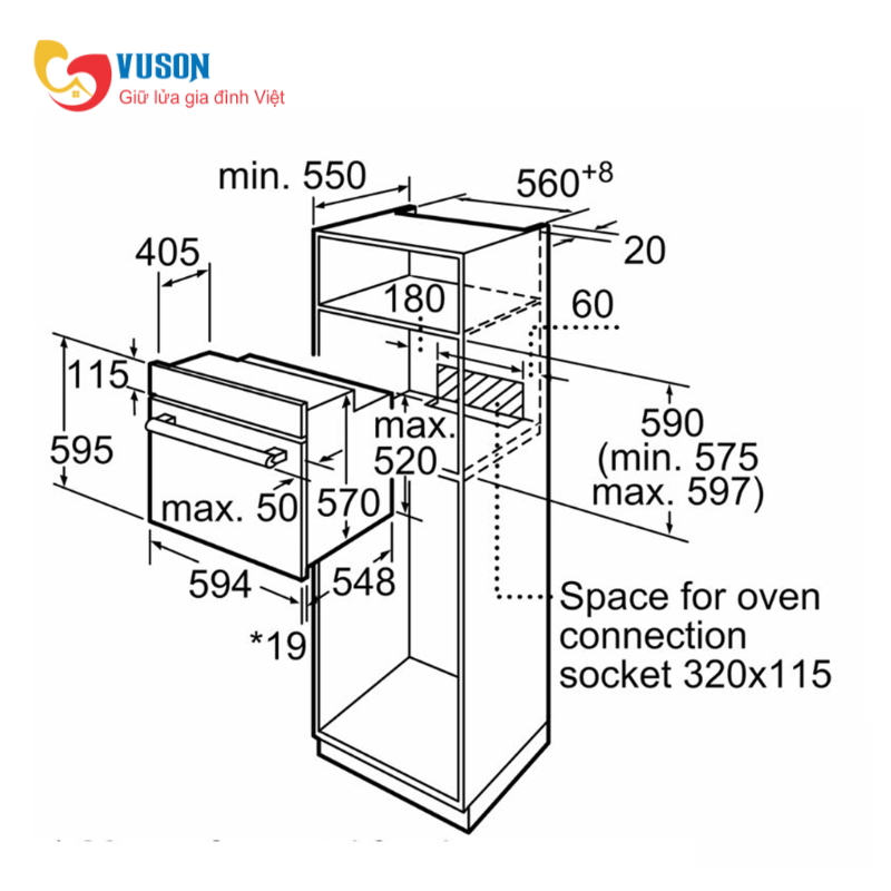 Lò Nướng Âm Tủ Bosch HBF512BS1H 66L Seri 2