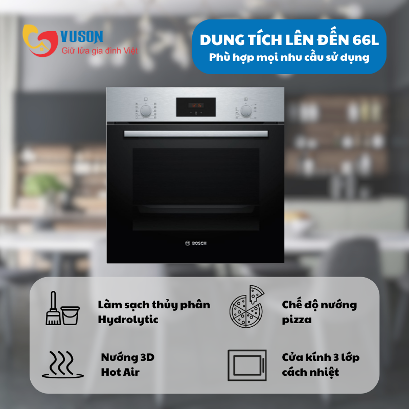 Lò Nướng Âm Tủ Bosch HBF512BS1H 66L Seri 2