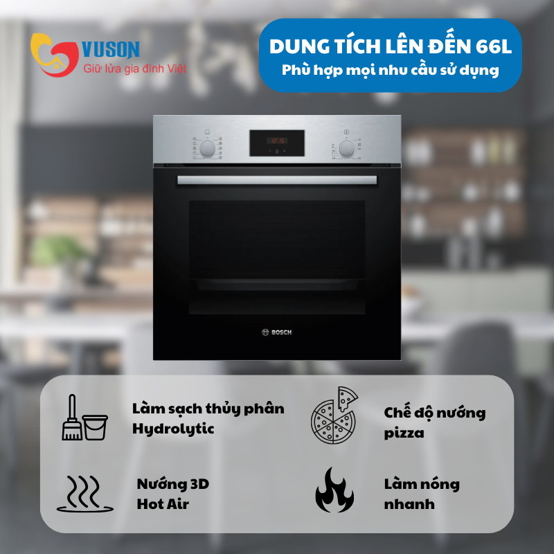 Lò Nướng Âm Tủ Bosch HBF512BS1T 66L Seri 2
