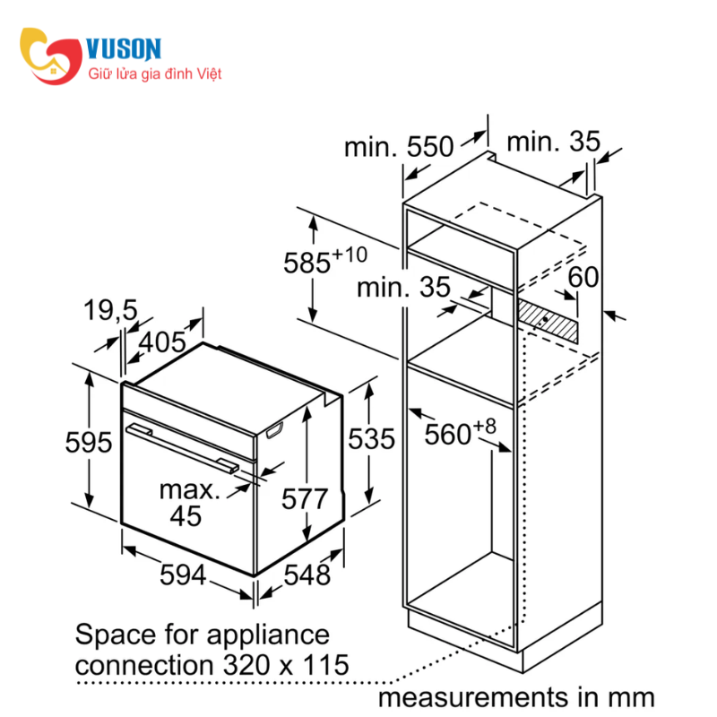 Lò Nướng Âm Tủ Bosch HBG7741B1 Seri 8 Nhiệt Phân