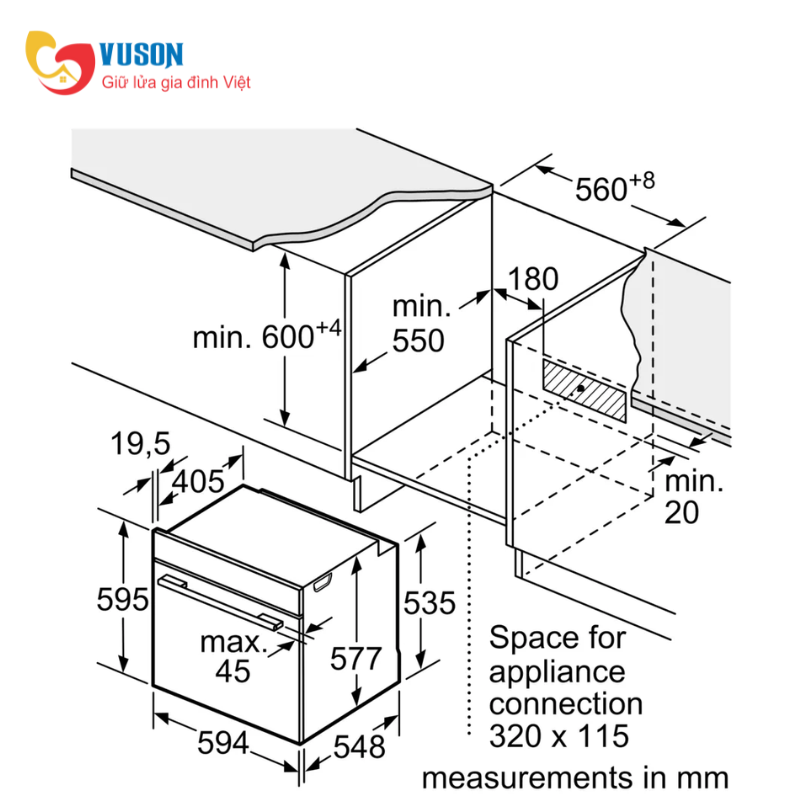 Lò Nướng Âm Tủ Bosch HBG7741B1 Seri 8 Nhiệt Phân