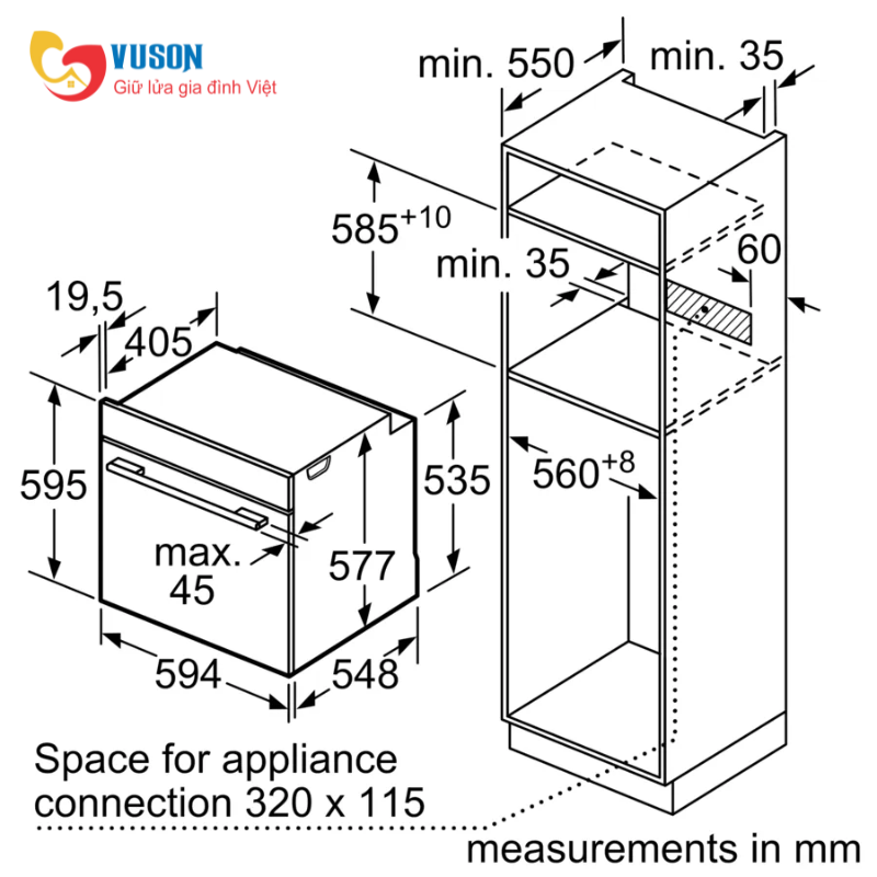 Lò nướng kết hợp hấp Bosch HRG7361B1 Series 8