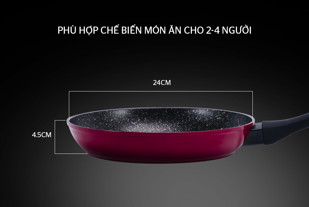 Chảo đá hoa cương đáy từ Sunhouse SFP24B (Size 24cm)