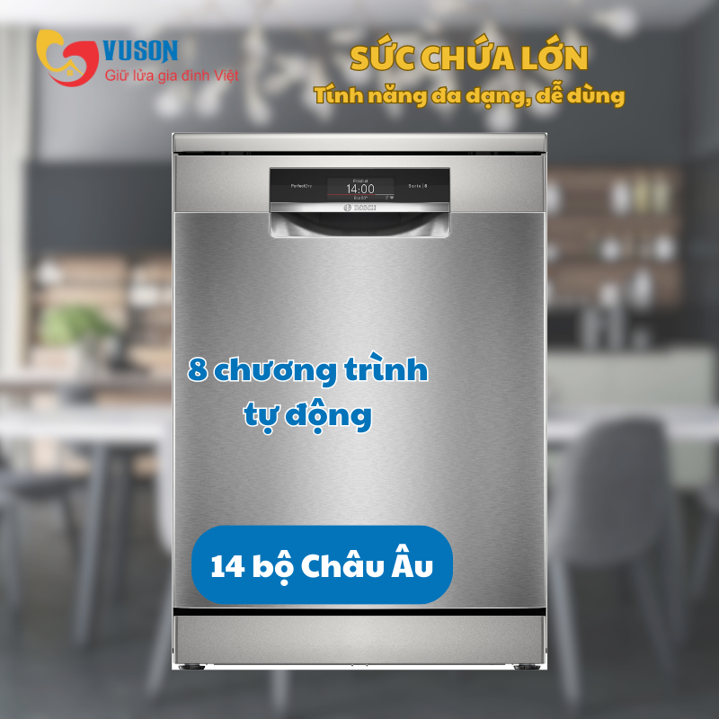 Máy Rửa Chén Bosch SMS8TCI04E Seri 8 Sấy Zeolith Model 2025