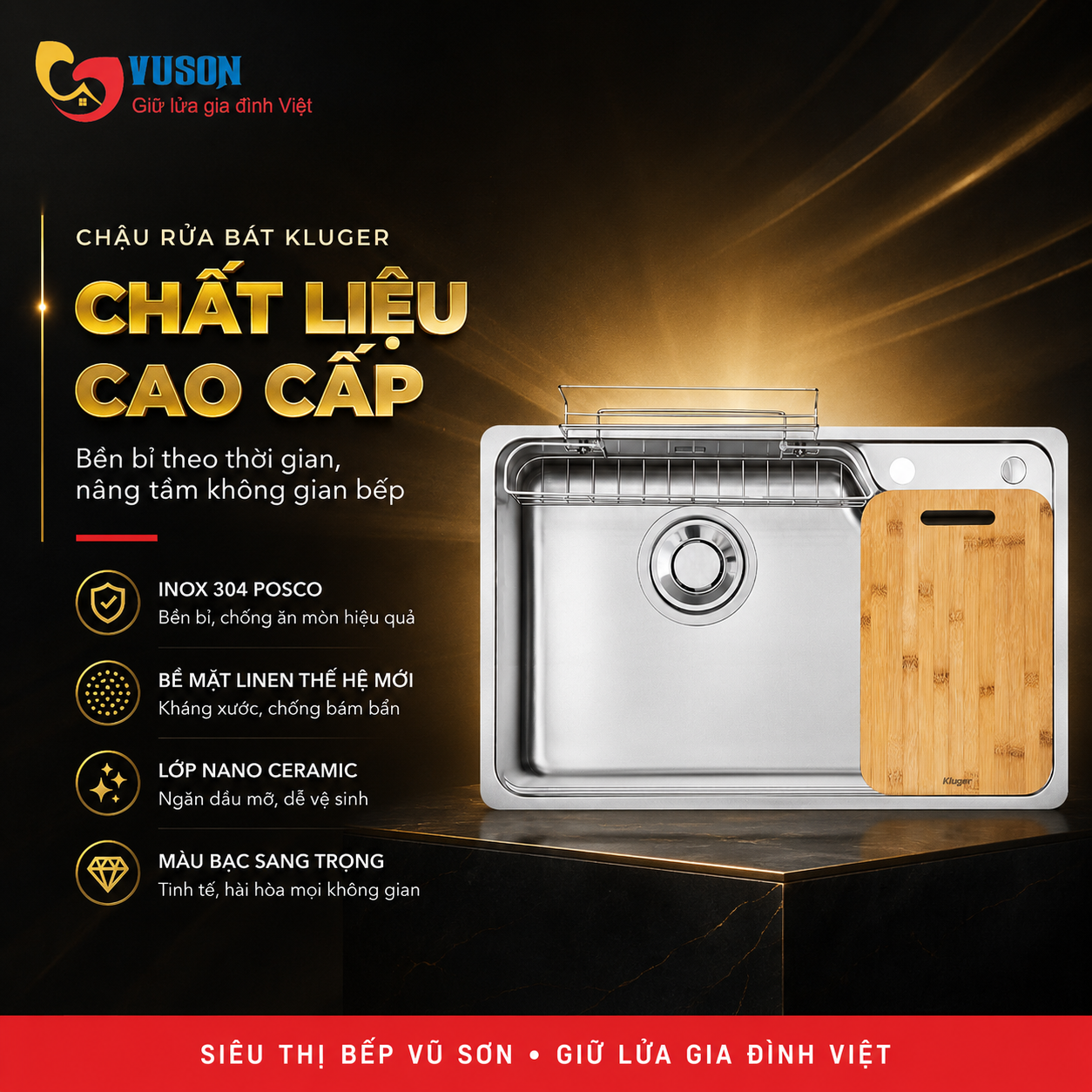 Chậu rửa bát Kluger KH8050FS Ulti