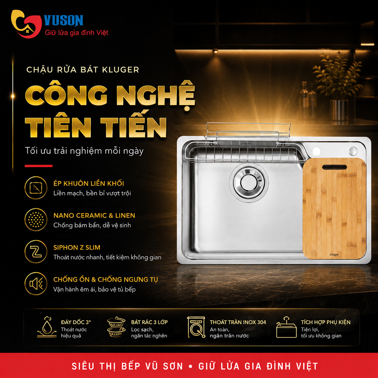 Chậu rửa bát Kluger KH8050FS Ulti