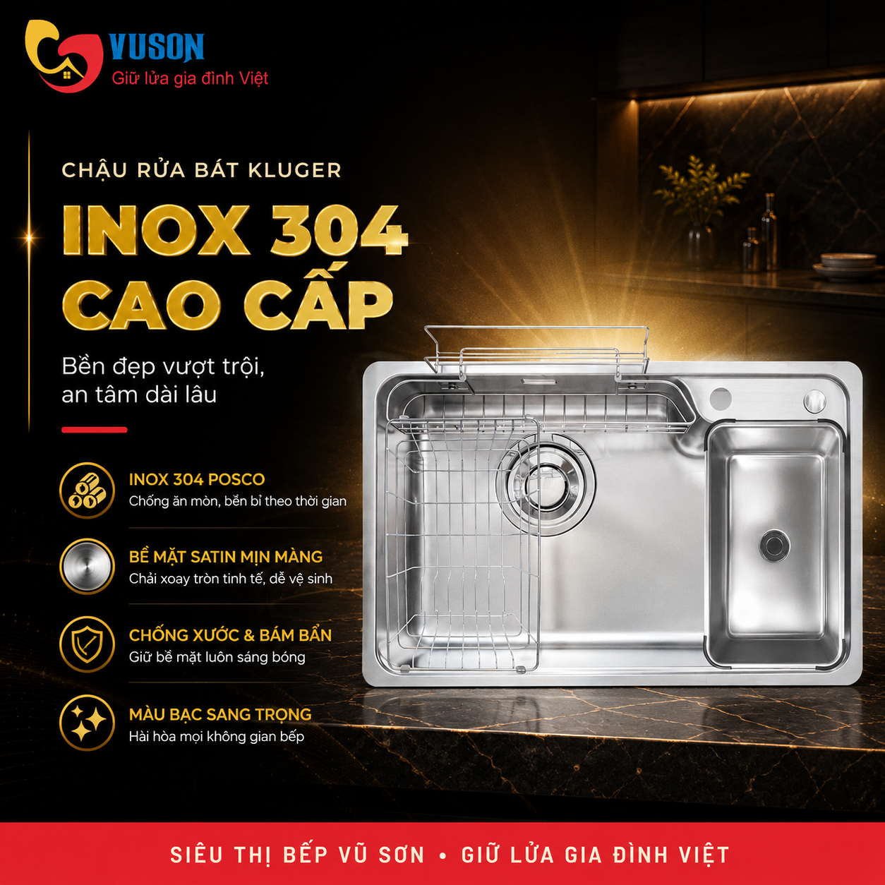 Chậu rửa bát Kluger KH8050ST Plus