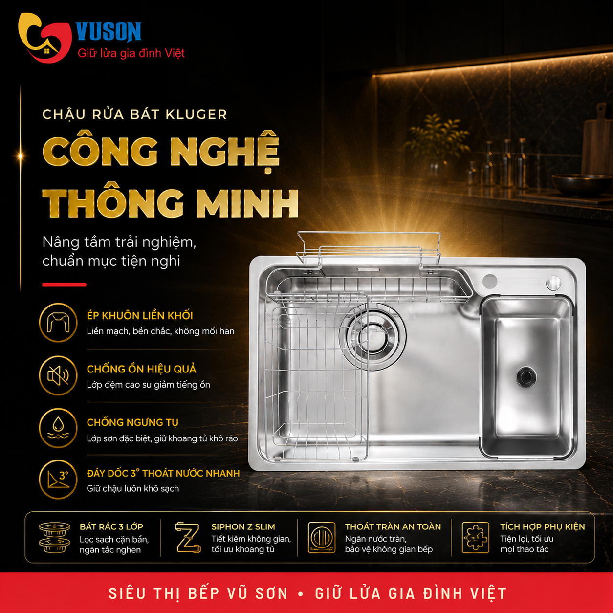 Chậu rửa bát Kluger KH8050ST Plus