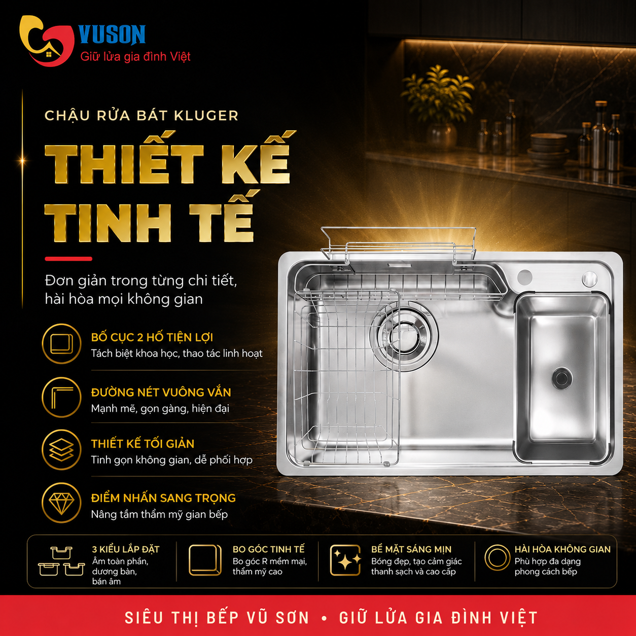 Chậu rửa bát Kluger KH8050ST Plus