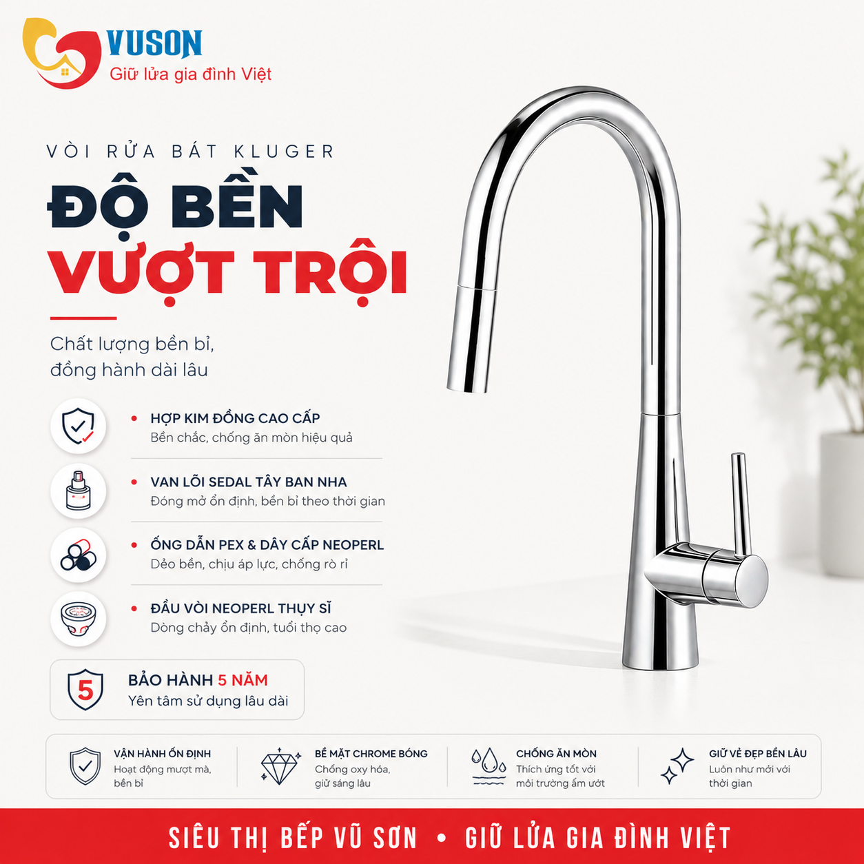 Vòi rửa bát Kluger KLF0009SC