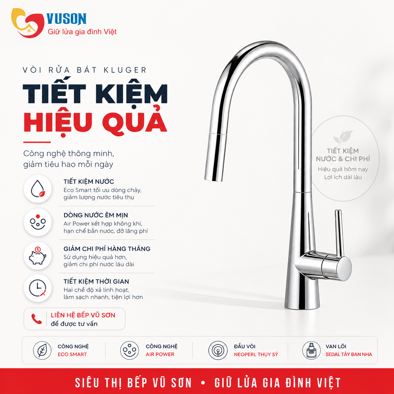 Vòi rửa bát Kluger KLF0009SC