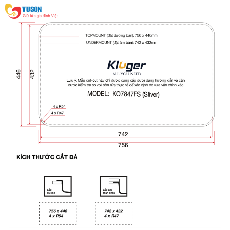 Chậu rửa bát Kluger KO7847FS Plus