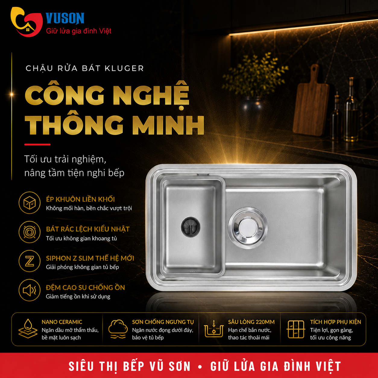 Chậu rửa bát Kluger KO7847FS Plus