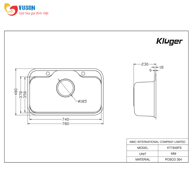 Chậu rửa bát Kluger KT7848FS Plus