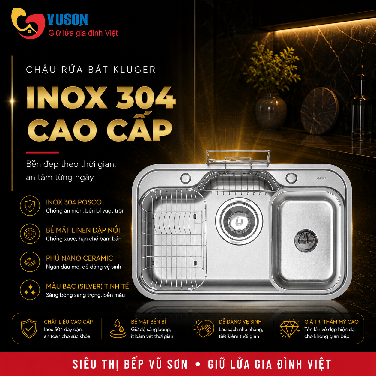 Chậu rửa bát Kluger KT7848FS Plus
