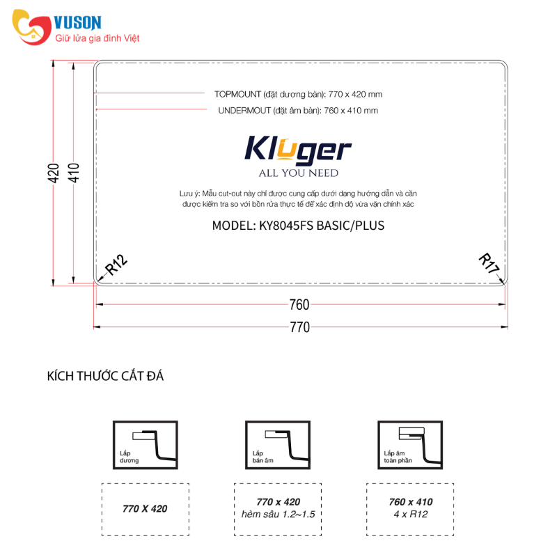 Chậu rửa bát Kluger KY8045FS Plus