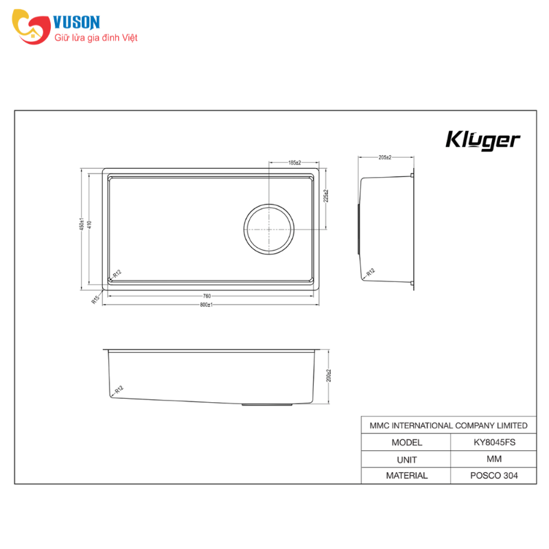 Chậu rửa bát Kluger KY8045FS Plus