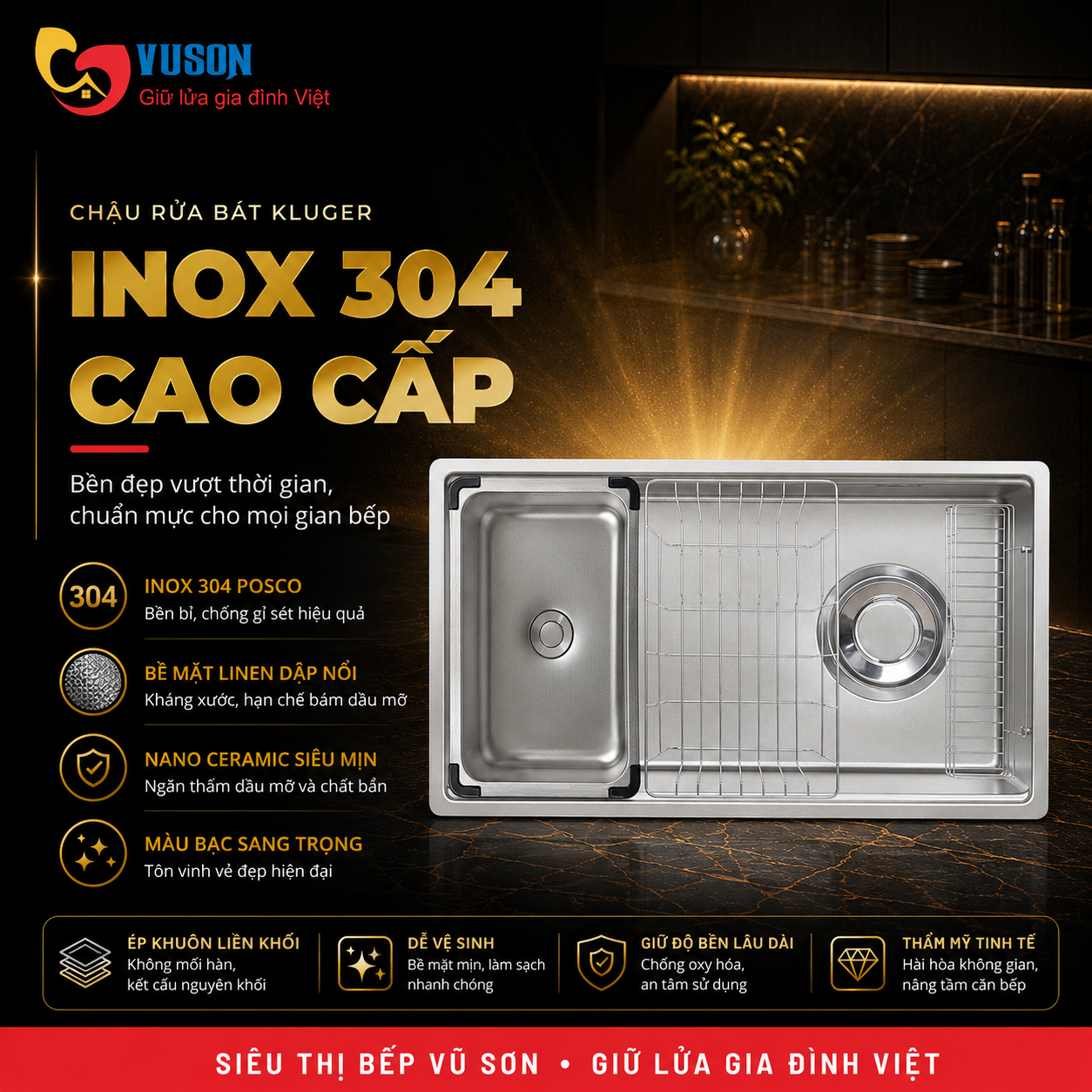 Chậu rửa bát Kluger KY8045FS Plus