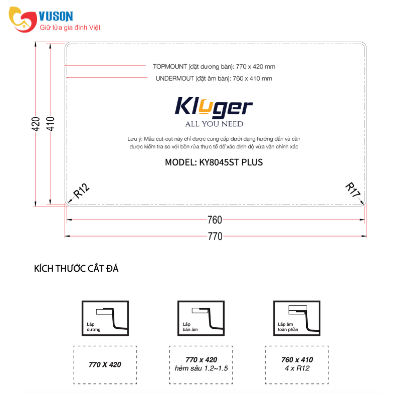 Chậu rửa bát Kluger KY8045ST Plus