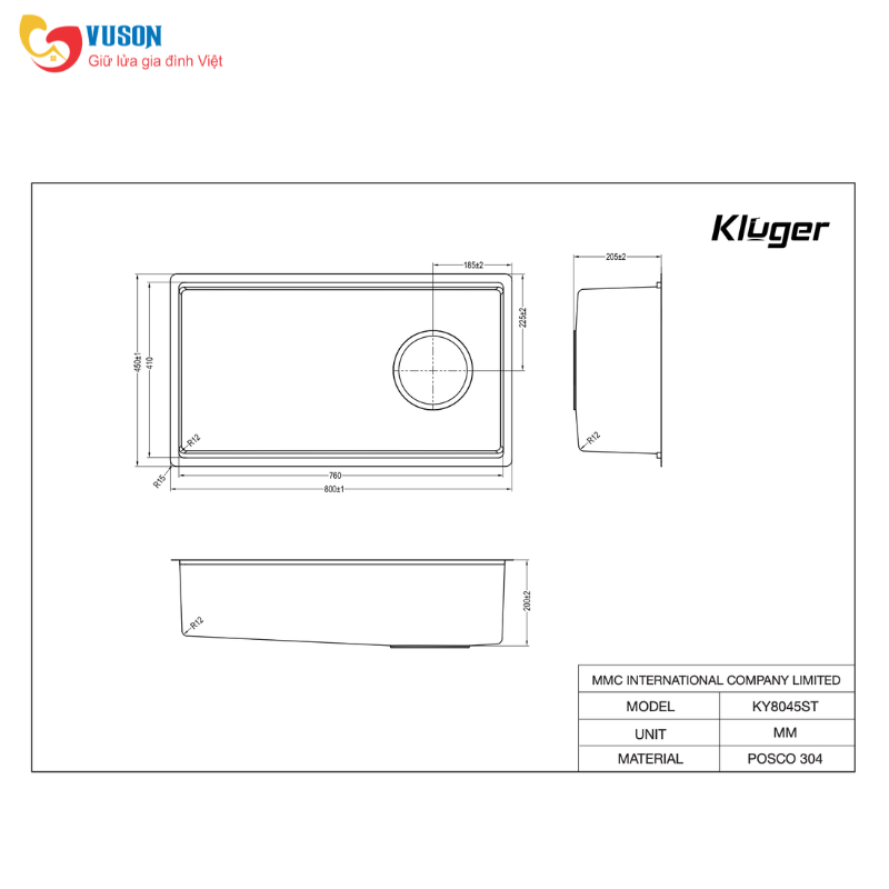 Chậu rửa bát Kluger KY8045ST Plus