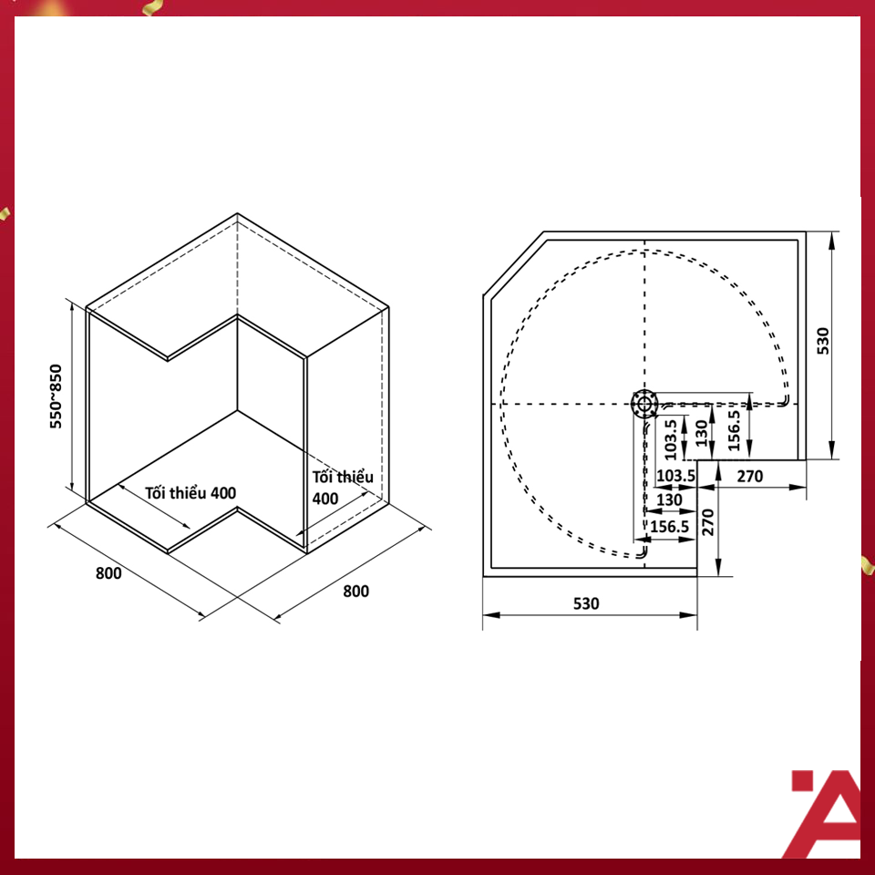 Mâm Xoay Mezzo 270º 800mm Hafele Cucina 548.37.010
