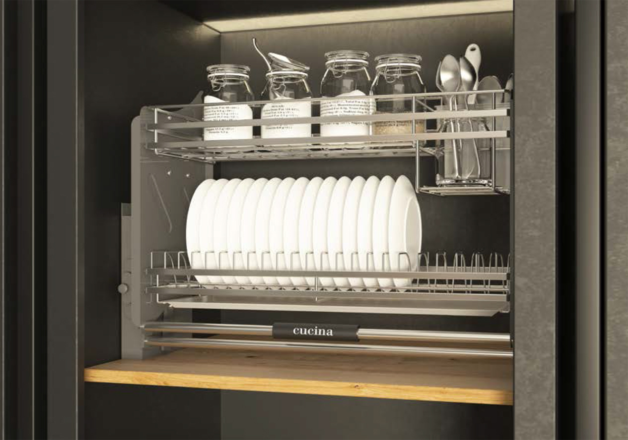 Rổ Chén Đĩa Di Động 900mm Kèm Ống Đựng Đũa Hafele Cucina 504.76.138
