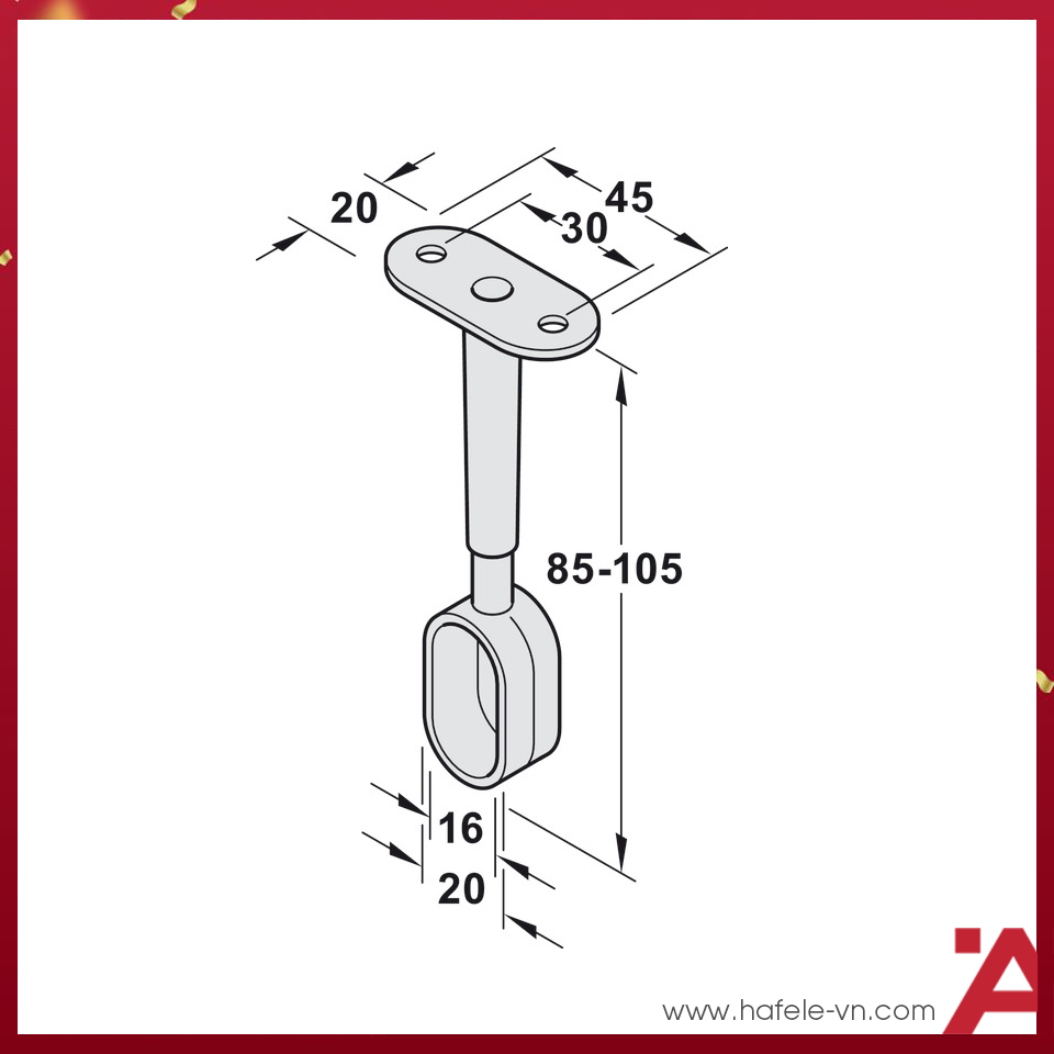 Bas Đỡ Thanh Nhôm Móc Áo Hafele 802.07.200
