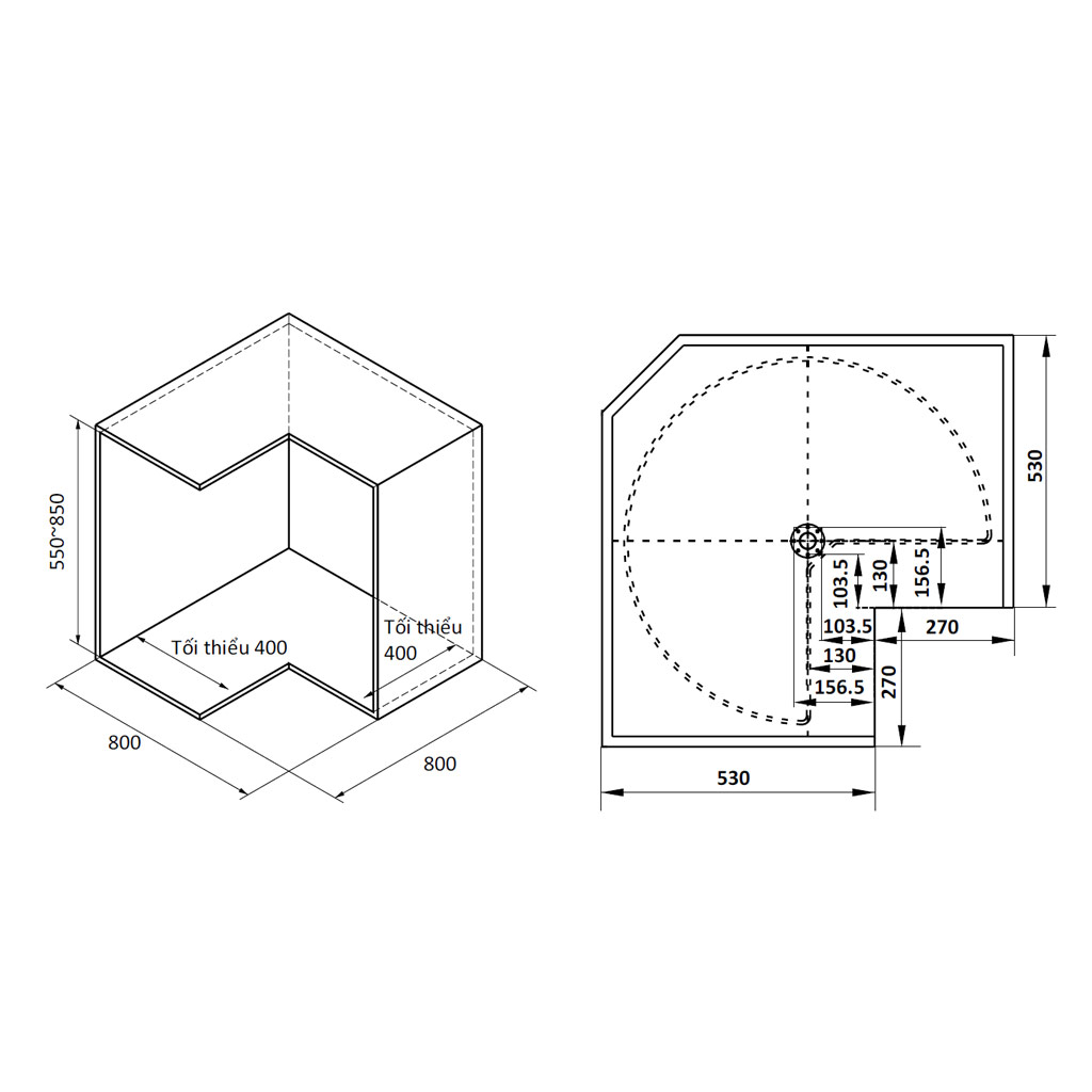 Mâm Xoay Mezzo 270º 800mm Hafele 548.37.011