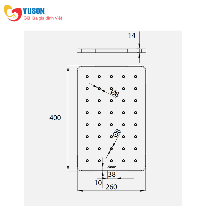 Thớt inox Kluger KCB-131FS
