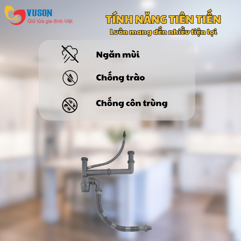 Siphon chậu rửa bát 2 hố Kluger KSP-302