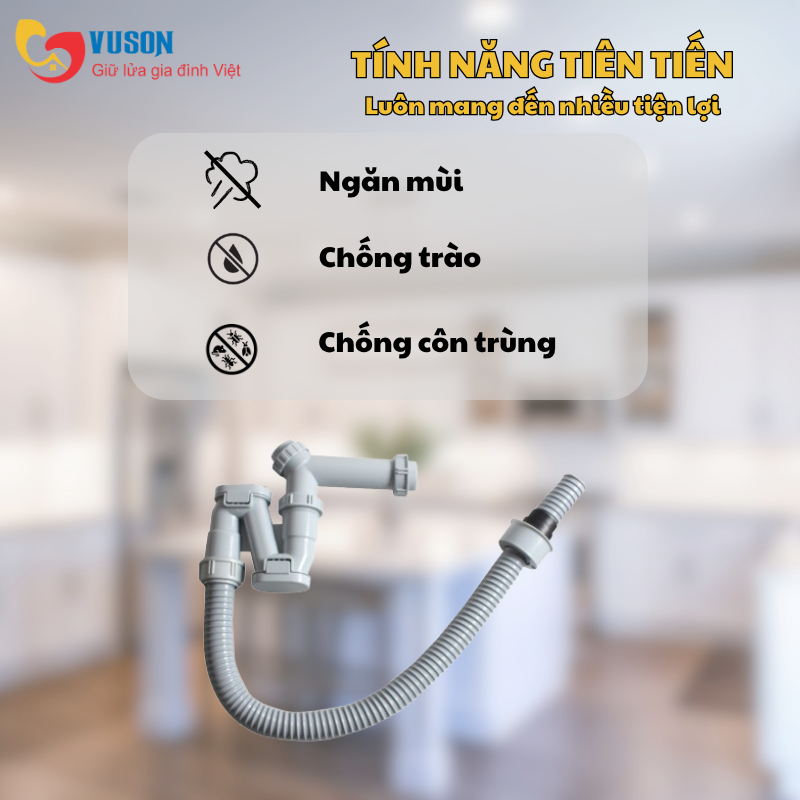 Siphon chậu rửa bát 1 hố Kluger KSP Z-SLIM