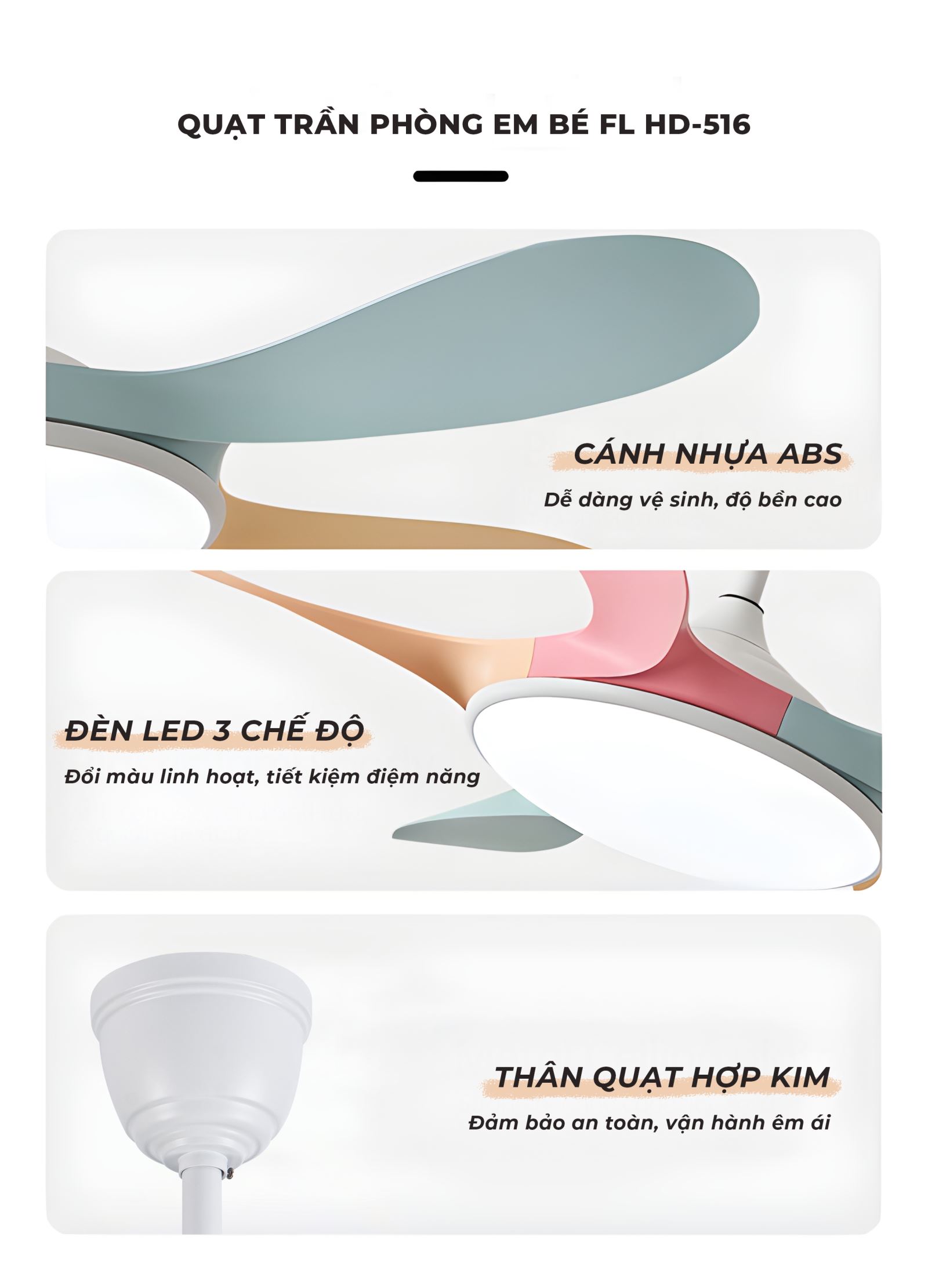 Quạt trần Fanlight FL HD-504 hiện đại chính hãng giá tốt