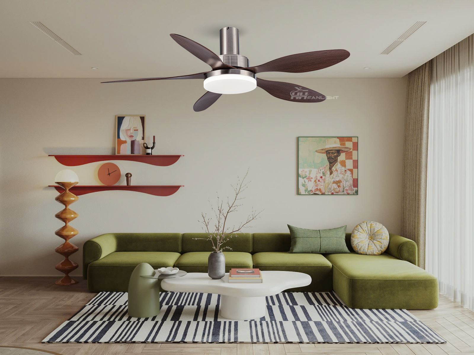 Quạt trần đèn Fanlight FL HD-507 5 cánh