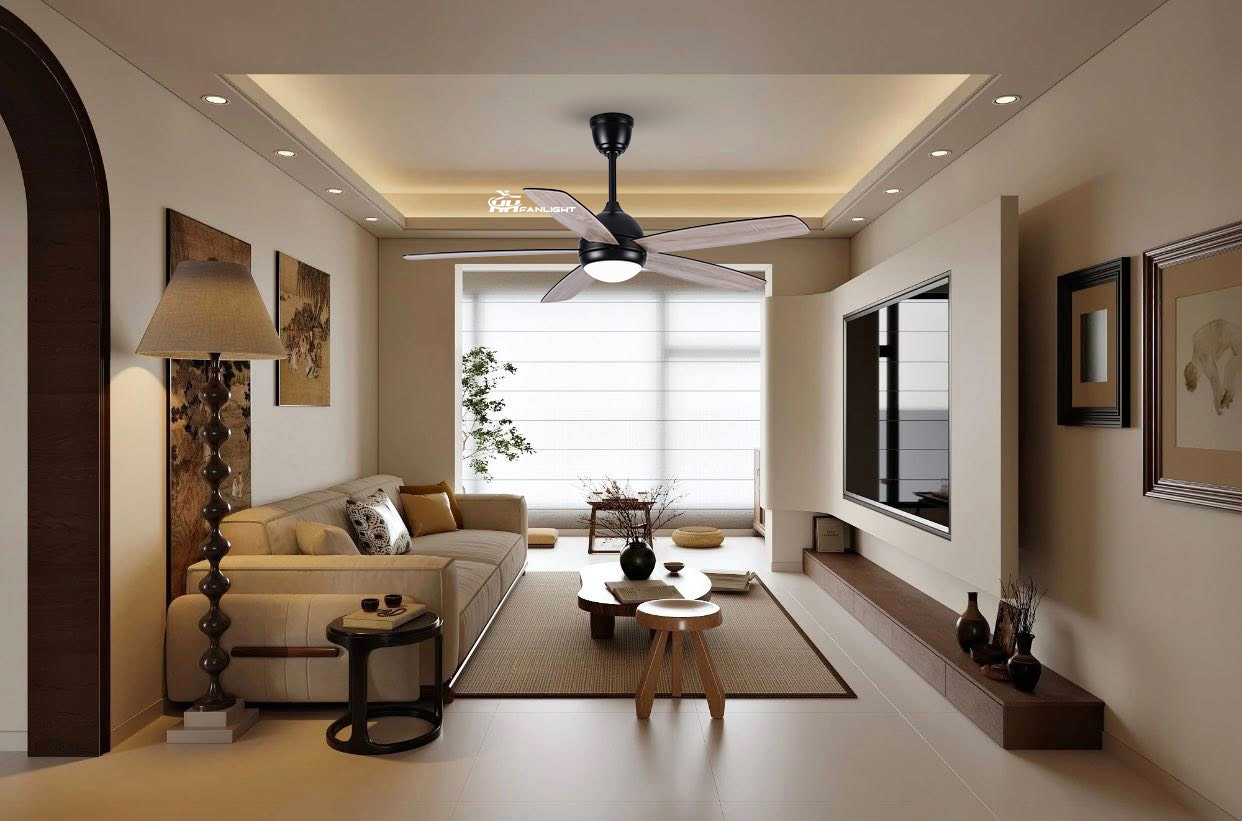 Quạt trần đèn Fanlight FL HD-503 5 cánh vân gỗ